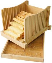 Bamboo Bread Slicer Foldable Slicer Guide with Crumb Catching Tray, Homemade Bread Loaf