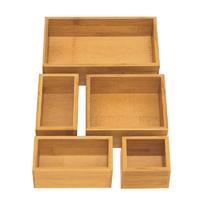 5-piece bamboo storage box drawer organizers