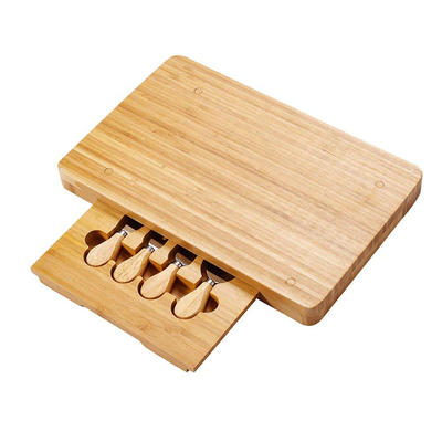 Bamboo 4 Pcs Cheese Tool Set Built-In Compartment