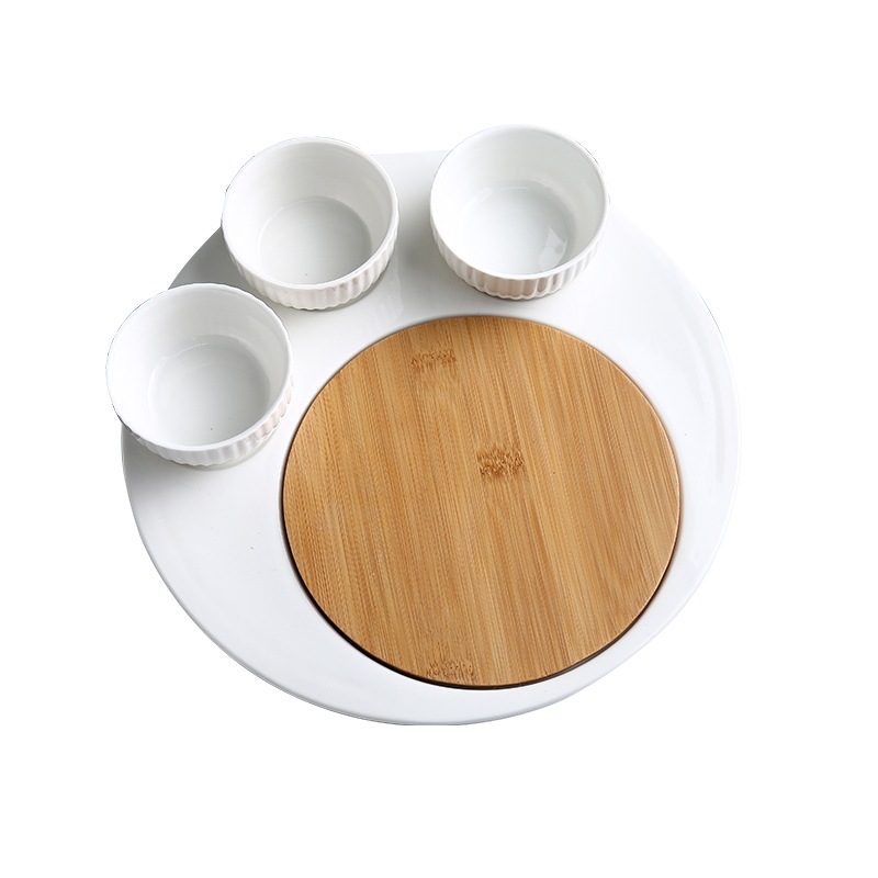 Blank breakfast serving tray with ceramic bowl