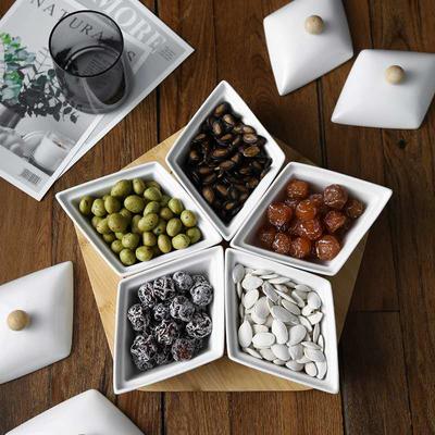 2020 Happy New Year Nordic Creative Snack Tray Dry Fruit Decoration Tray Ceramic Bowl Set With Compartments